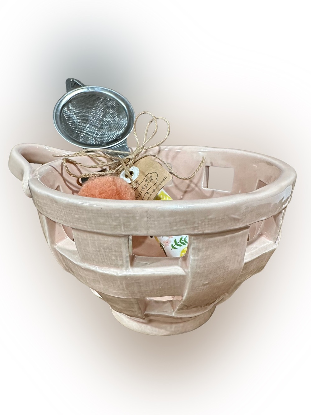 Mud Pie E2 Botanica Ceramic Berry Strainer Set Basket 3.5x5.5" Di 41540015 2pc